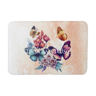 Floral Butterfly Delight Memory Foam Bath Mat