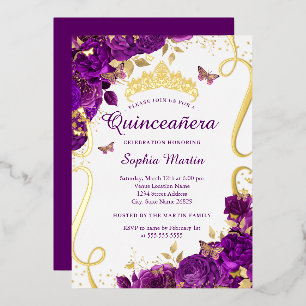 Floral Butterfly Elegant Purple Quinceanera