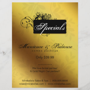Floral Butterfly Flyer Salon Spa Gold Black