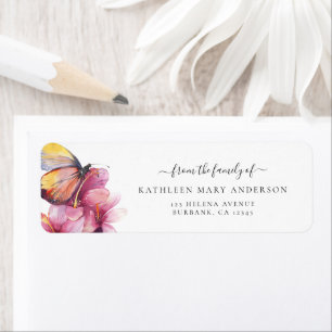 Floral Butterfly Funeral Return Address
