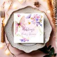 Floral Butterfly Garden Pink Girl Baby Shower
