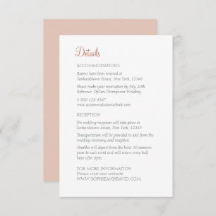 Floral Butterfly Garden Terracotta Wedding Details Enclosure Card