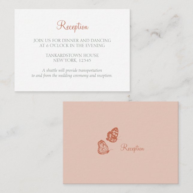 Floral Butterfly Garden Wedding Reception Enclosure Card (Front/Back)