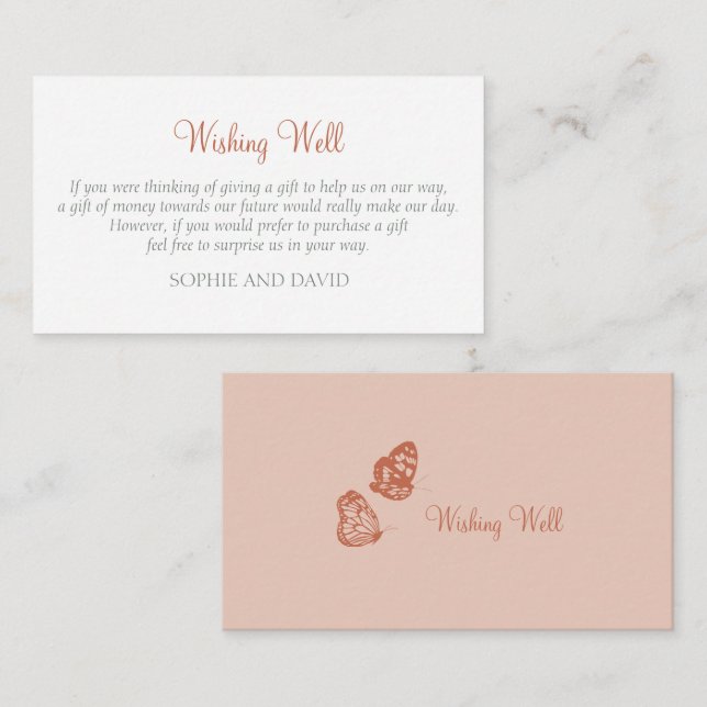 Floral Butterfly Garden Wedding Wishing Well Enclosure Card (Front/Back)