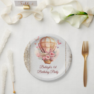 Floral Butterfly Hot Air Balloon  Paper Plate