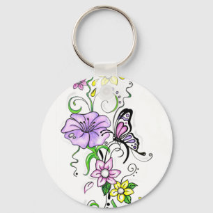 Floral Butterfly Key Ring