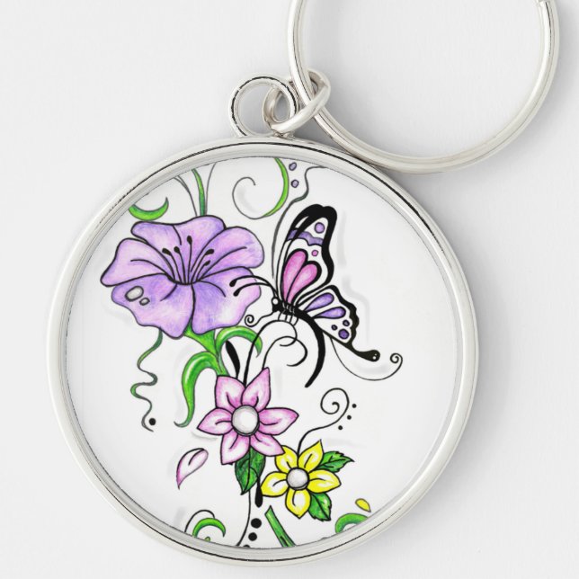 Floral Butterfly Key Ring (Front)