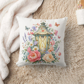 Floral Butterfly Lantern Cottagecore Cushion