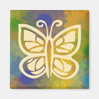Floral Butterfly Magnet Square