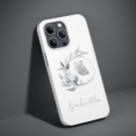 Floral Butterfly Monochrome Simple Stylish Name Case-Mate iPhone 14 Case<br><div class="desc">Floral Butterfly Monochrome Simple Stylish Name Smartphone iPhone Case features a butterfly in an elegant floral frame with your personalised name in modern elegant hand written calligraphy script typography. Perfect for birthday,  Christmas,  Mother's Day,  sister,  best friend and more. Designed by © Evco Studio www.zazzle.com/store/evcostudio</div>