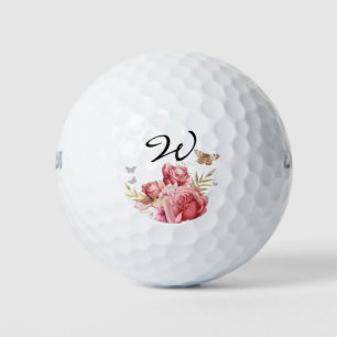 Floral Butterfly Monogrammed Golf Balls