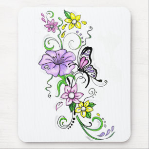 Floral Butterfly Mouse Mat
