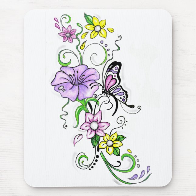 Floral Butterfly Mouse Mat (Front)