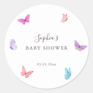 Floral Butterfly Nature Themed Baby Shower Classic Round Sticker