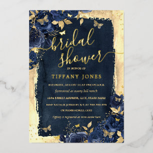 Floral Butterfly Navy Gold Bridal Shower 