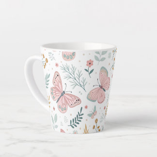 Floral Butterfly Pastel Garden Botanical Elegance Latte Mug
