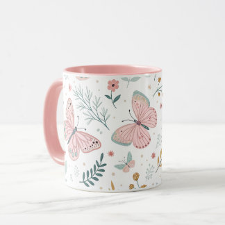 Floral Butterfly Pastel Garden Botanical Elegance Mug