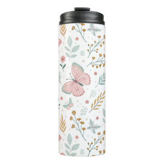 Floral Butterfly Pastel Garden Botanical Elegance Thermal Tumbler