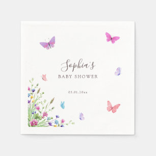 Floral Butterfly Pink Purple Nature Themed Napkin