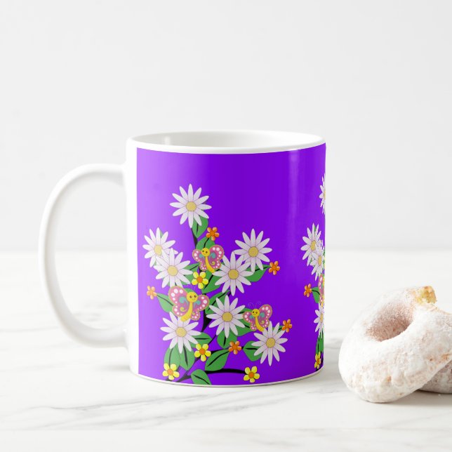 Floral Butterfly Purple Mug (With Donut)