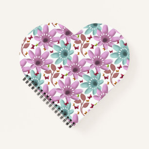 Floral Butterfly Seamless Pattern   Pink and Mint  Notebook