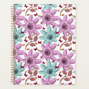 Floral Butterfly Seamless Pattern Pink and Mint Planner