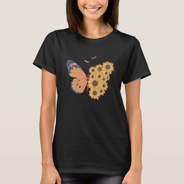 Floral Butterfly Shirt, Butterfly T-Shirt (Front)