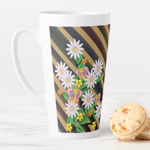 Floral Butterfly Stripe Latte Mug