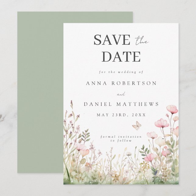 Floral Butterfly Wedding Save The Date (Front/Back)