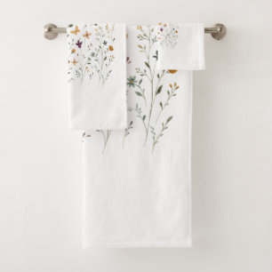 Floral & Butterfly, Whimsical Garden-Inspired Bath Towel Set