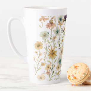 Floral & Butterfly,  Whimsical Garden-Inspired  Latte Mug