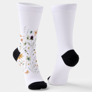 Floral & Butterfly,  Whimsical Garden-Inspired  Socks