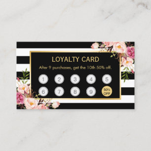 Floral Buy 9 Get 10th Discount Loyalty Card