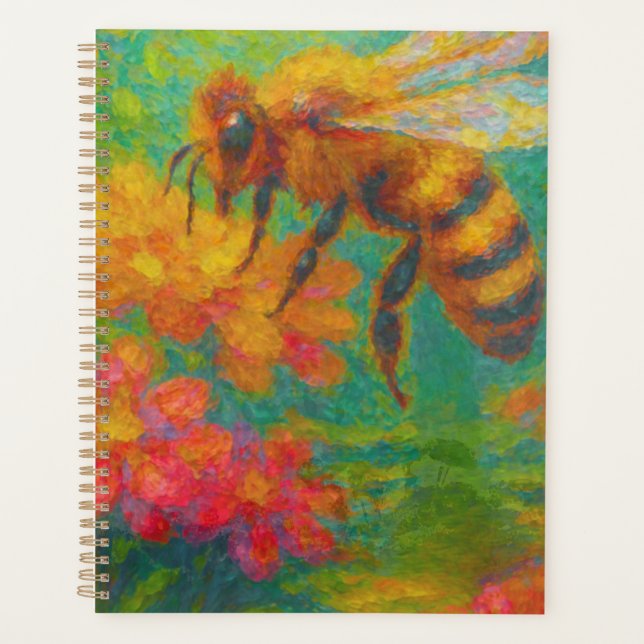 Floral Buzz: Eco-Friendly Bee Notebook Planner (Front)