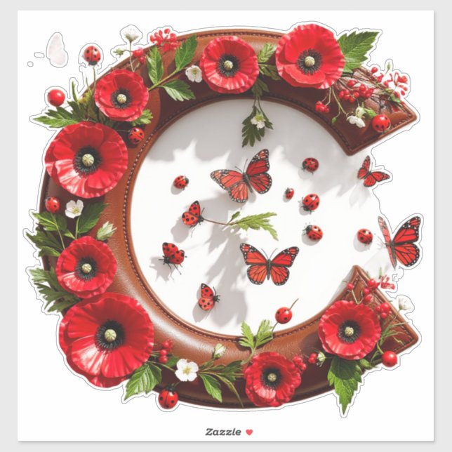 🌸 Floral C For Personal Name Decor 🐞 (Sheet)