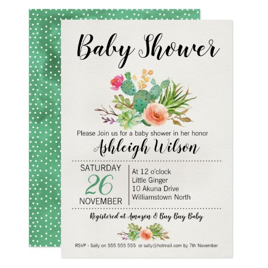 cactus baby shower invitations