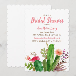 Floral Cactus Bridal Shower Invitation