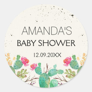 Floral Cactus Fiesta Baby Shower Sticker