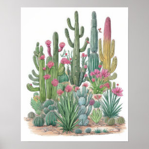 Floral Cactus Poster