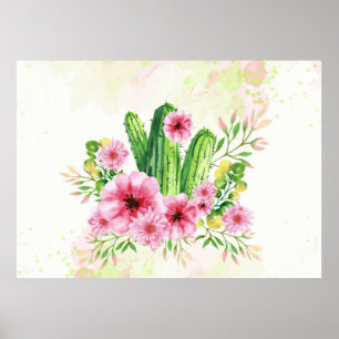 Floral Cactus Poster