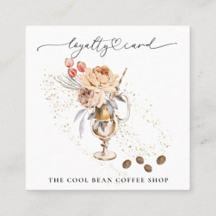*~* Floral Cafe - Coffee Bean Espresso QR Rewards Loyalty Card