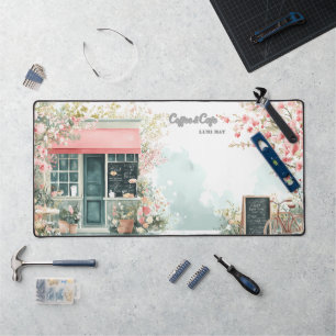 Floral Café in Spring Desk Mat