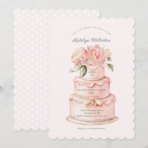 Floral Cake Pink Bridal Shower Invitation