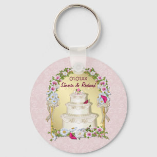 Floral Cake Wedding Key Ring
