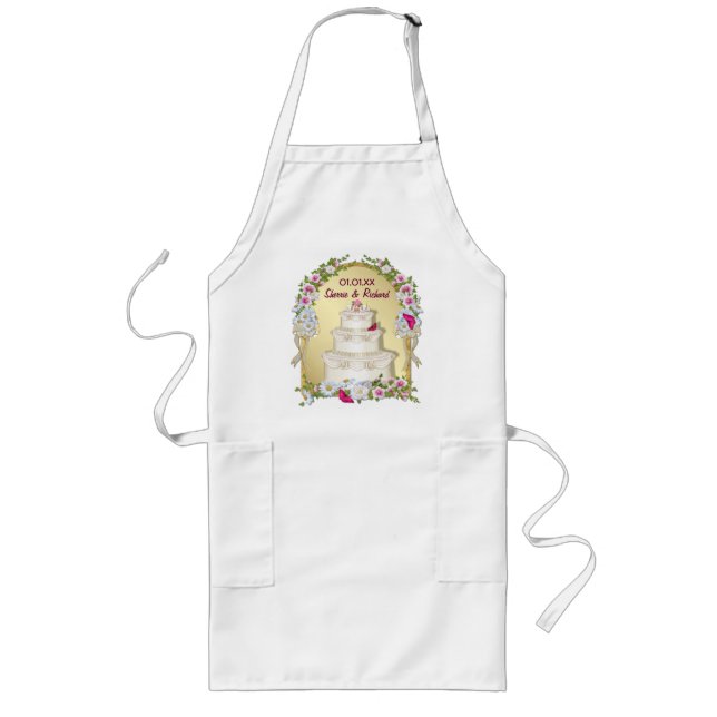 Floral Cake Wedding Long Apron (Front)