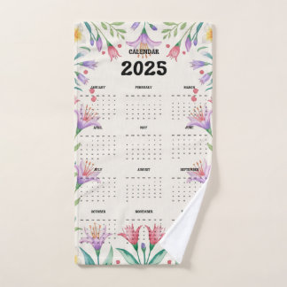 Floral calendar hand towel