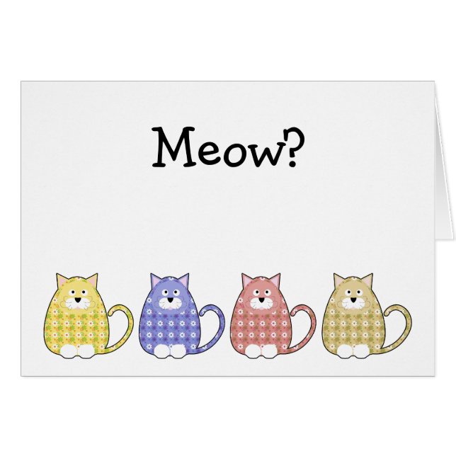 Floral Calico Kitty Card (Front Horizontal)