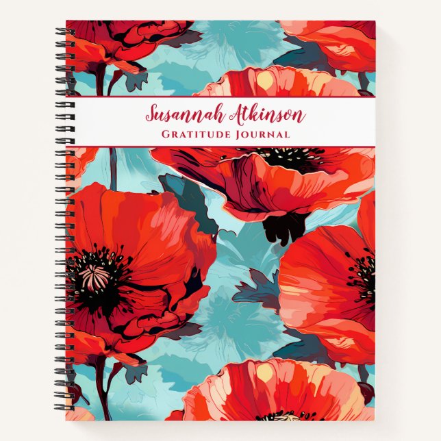 Floral Californian Poppy Flower Notebook (Front)