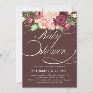 floral calligraphy baby shower invitation