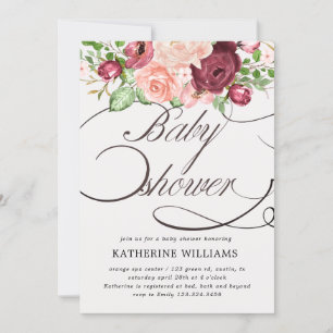 floral calligraphy baby shower invitation